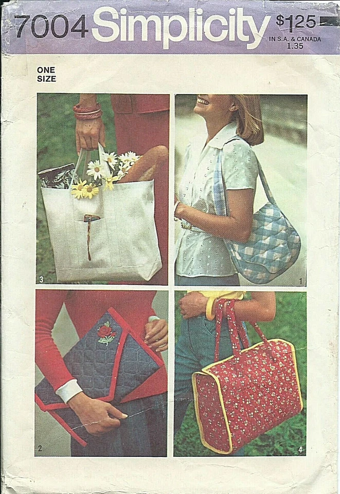 S 7004 sewing pattern 70's retro PURSE Handbag CLUTCH sew Chic TOTE Envelope BAG - Image 1 of 1