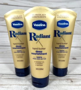 Vaseline Radiant Hand Butter Deep Nourishment Shea Coconut Oil 3.4oz (3 Pack) - Picture 1 of 4