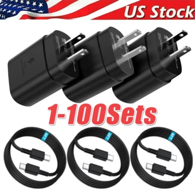 Cargador de pared rápido USB-C tipo 25 W + cable de 6 pies para Samsung Galaxy S20 S21 5G lote EE. UU. Foto 1 de 4