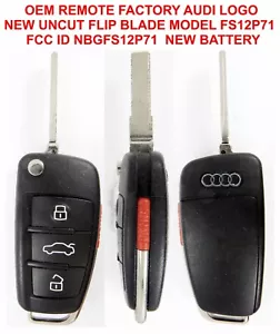 OEM AUDI A3 Q3 S3 Keyless CAR Remote Fob 4 Button UNCUT Flip Key NBGFS12P71 - Foto 1 di 4