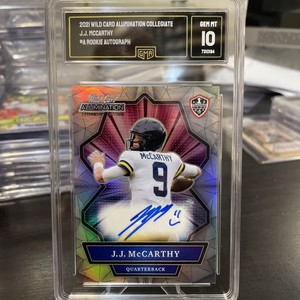2021 wild card alumination collegiate J.J McCarthy RC Autograph GMA 10