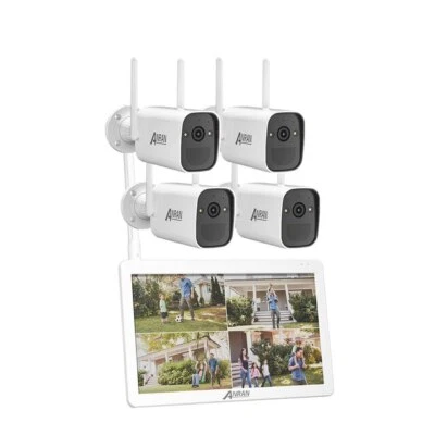 Anran K04W6986 Security System HD Camera Kit - Battery, 4 Camera, 8Ch NVR 12.5" - Image 1 of 4