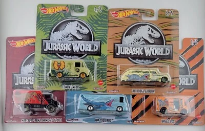 HOT WHEELS 2022 PREMIUM POP CULTURE JURASSIC WORLD SET OF 5 DODGE BUS - Изображение 1 из 2