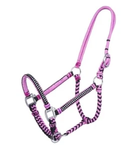 Pferdegröße geflochtene Fallschirmkordel Neckholder - Kristall - pink - Bild 1 von 1
