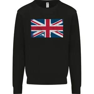 Distressed Union Jack Flag Great Britain Kids Sweatshirt Jumper - Picture 1 of 77