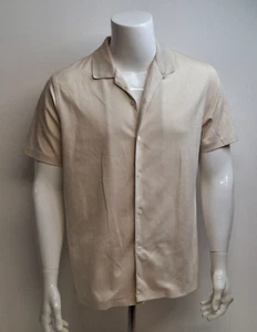 HUGO Camicia Mercerizzata Collo Manica Corta Beige UK Medium - Foto 1 di 6