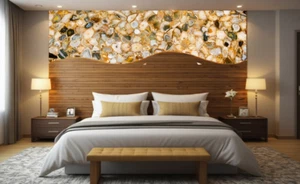 Yellow Agate Wall Panel, Agate Geode Stone Bedroom Wall Panel, Live Edge Panel - Picture 1 of 3