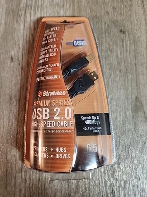Stratitec Premium Series 6.5 Feet USB 2.0 24K Gold Connectors High Speed Cable - Image 1 of 4