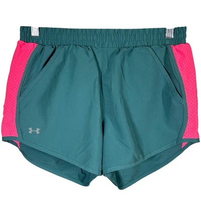 Under Armour Women Teal Pink Heatgear Running Shorts Size Small Athletic - Image 1 of 4
