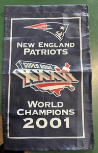 NEW ENGLAND PATRIOTS SUPER BOWL XXXVI 2001 CHAMPION BANNER 14X8 - Picture 1 of 2