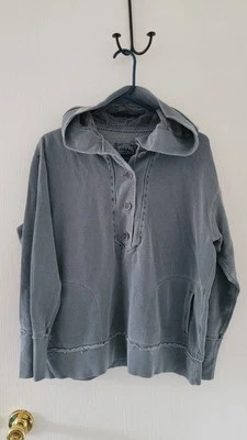 Cabela's Sports Women's Sz M Long Sleeve V Neck Hoodie Sweater Gray Floral Hood - Image 1 of 4