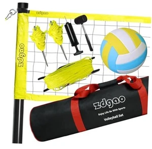 Outdoor Portable Volleyball Net System - Adjustable Height Fluorescent Green - Picture 1 of 7