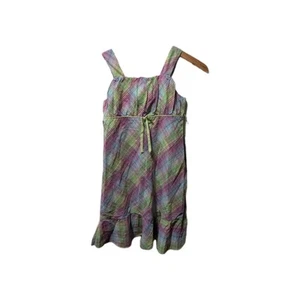 Emily West Girls Size 8 Green Purple Plaid Summer Sundress Sleeveless Retro  - Picture 1 of 7