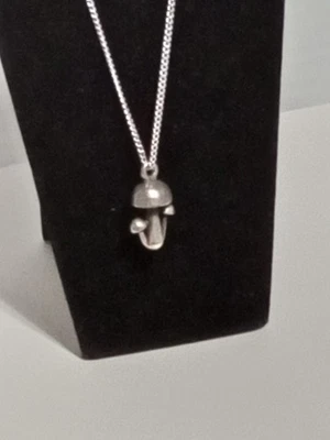Dije de racimo de setas 3D de plata de ley de los años 70 vintage y collar de cadena 925 Foto 1 de 4