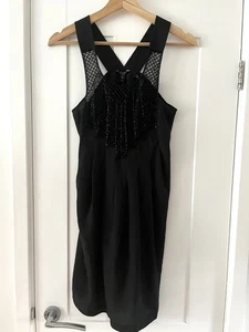 Ted Baker Size 0 UK 6 Black Embelished Front Pleated Sleeveless Tunic Dress BNWT - Picture 1 of 12