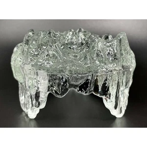 Vintage L.E. Smith Ice Glass Reversible Candle Holder, Pillar or 3 Tapers - Picture 1 of 5