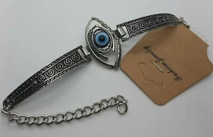New Glass Turkish Blue EVIL EYE Adjustable Bracelet Protection Good Luck Hippie - Picture 1 of 6
