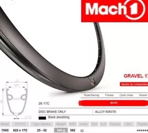 RIM 700C X 17MM - MACH1 GRAVEL 17 – 32H – (622 X 17) PRESTA VALVE DISC BRAKE x - Picture 1 of 4