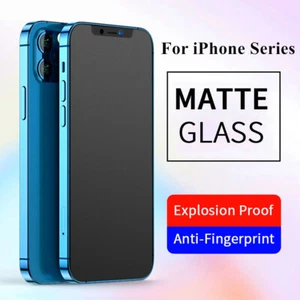 For iPhone 14 12 Pro 11 13 8 XS 7 Matte Frosted Tempered Glass Screen Protector - Picture 1 of 17