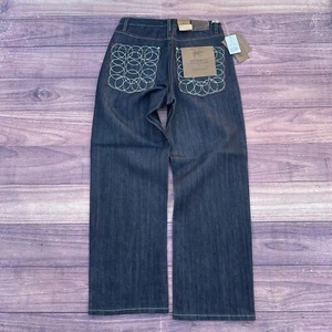 NWT Elephant Jeans Black 32x32 Embroidery Wide Baggy Y2K Denim Hip Hop Raw - Picture 1 of 10