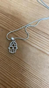 Collar Hamsa Plateado con Estrella de David Colgante Judío Judaica Cabalá - Imagen 1 de 1