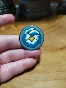Anita Silverstein signed Copper Enamel brooch. Blue Pansy flower - Picture 1 of 3