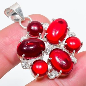 Red Carnelian Gemstone Handmade 925 Sterling silver Pendant Size 1.7'' - Picture 1 of 1