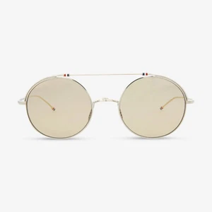 Thom Browne Sunglasses TBS 910-49-02 TB910 Round Unisex Silver Gold New $890 - Picture 1 of 6
