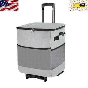 40 L Collapsible Insulated Large Wheeled Rolling Soft Ice Chest Cooler Camp Cart - Picture 1 of 7