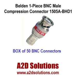 BOX-50 Belden 1505ABHD1 1505A RG59 HD BNC 1-Piece Compression Connectors - Picture 1 of 4