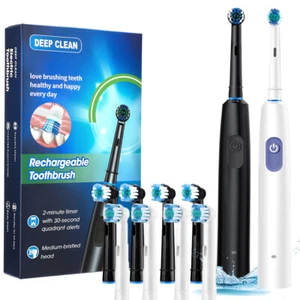 USB Rechargeable Electric Toothbrush Rotating Brush with 4 Heads Timer 5 Modes - Picture 1 of 23
