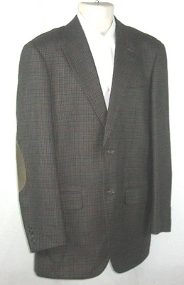 Abrigo deportivo Pendleton marrón pata de gallo tweed 42L parches en el codo cuero usado en excelente estado Foto 1 de 4