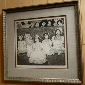 LISTED CALIFORNIA MODERN, MELINDA MILES, Studied w/ Bongart DOLLS ETCHING PRINT - Picture 1 of 12