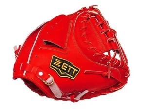 ZETT Pro Japan Steerhide 34 inch Red Catcher Mitt - Picture 1 of 7