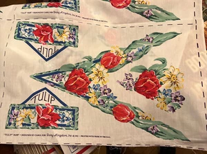 Daisy Kingdom Fabric Panel Tulip 6387 4 Pieces 1993 Designed by Carol - Picture 1 of 4