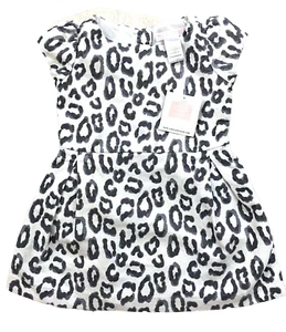 NWT JANIE & JACK TODDLER GIRLS WHITE & GRAY CHEETAH PATTERN CUTE DRESS 12-18 MOS - Imagen 1 de 5