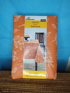 Fall Rectangle Tablecloth 60" x 102" Autumn Leaves Orange Harvest PEVA - Picture 1 of 4