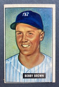 1951 Bowman #110 Bobby Brown (N.Y. Yankees)    4-TIME WORLD SERIES CHAMP!    (B)