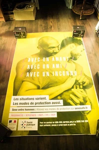 GAY AIDS PROTECTION A Large French French Vintage Advertising Poster Orig 2016 - Picture 1 of 7