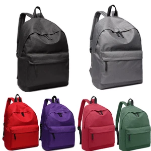 GIRLS BOYS RETRO BACKPACK SCHOOL RUCKSACK LAPTOP/TRAVEL/WORK PLAIN BAG - Picture 1 of 97