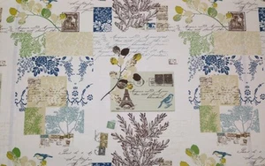 RICHLOOM BRIGITTE SKY BLUE FRENCH SCRIPT PARIS FLORAL FABRIC BY THE YARD 54"W - Picture 1 of 5