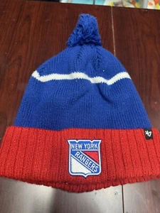 Gorro tejido con puños rojos marca New York Rangers '47 logotipo del equipo OSFM Nhl gorra azul - Imagen 1 de 5