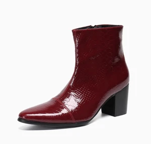 Herren Stiefeletten Mittel Kubanischer Absatz Echtleder Arbeit Reißverschluss Elegant Mode Schuhe - Bild 1 von 12