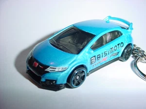 HOT 3D BLUE HONDA CIVIC TYPE R CUSTOM KEYCHAIN keyring key DOHC vTEC Hot Wheels - Picture 1 of 4