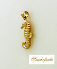 14K YELLOW GOLD DETAILED SEAHORSE PENDANT BOTH SIDES IDENTICAL 