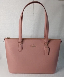NWT ~ COACH Crossgrain Leather Gallery Tote Shoulder Bag True Pink/Gold ~ RARE!! - Picture 1 of 12