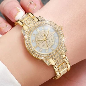 Electronic Quartz Watch Shiny Rhinestone Mechanical Watch Birthday Gift - Picture 1 of 8