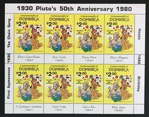 Disney - Dominica  - Pluto's 50th Ann. - sheetlet of 8 - MNH - Picture 1 of 1