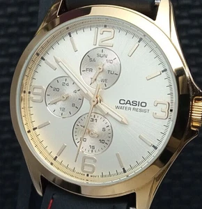 CASIO 0 jewels Japan cal. MTP-V301 Man's Wrist Watch Gold Plated Quartz - Picture 1 of 11