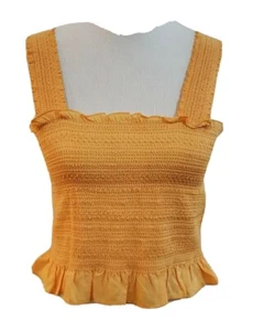 Tahari gesmoktes bauchfreies Oberteil apricot orange Größe Large neu mit Etikett - Bild 1 von 8